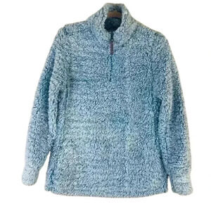 Original Weatherproof Vintage Baby Blue Heather 3/4 Zip Sherpa Pullover Size S